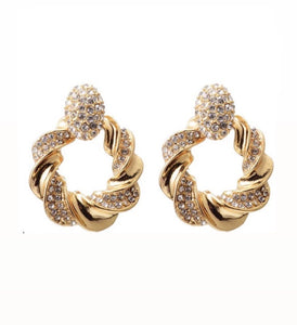 Gold rhinestone twist luxe earrings