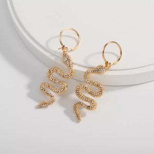 Snake rhinestone minimalist hoop earrings