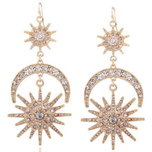 Sun & moon rhinestone drop earrings