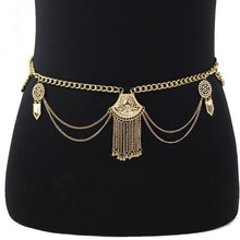 Boho gold statement waist chain