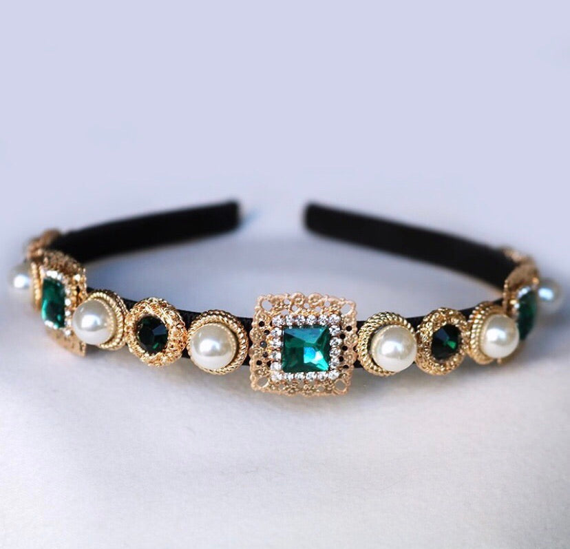 Emerald gem statement headband