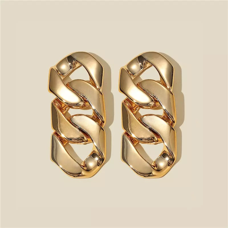 Gold chain drop earrings