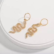 Snake rhinestone minimalist hoop earrings