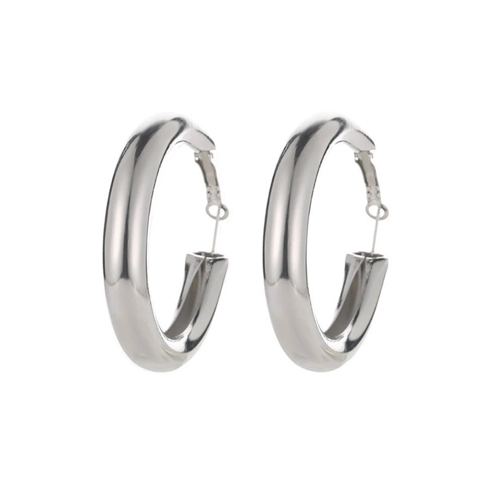 Silver statement thick hoops